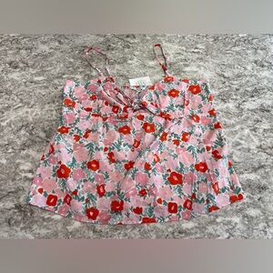 NWT Free Assembly Tank Top Flowered Pink Size XL